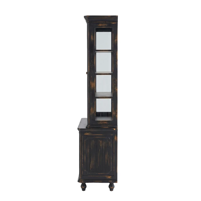 Alt view image 4 of 7 - 77.5 Inch Storage Display Cabinet, Pantry with Glass Doors Hutch Cabinet Sided Glass Curio with Wood Grain for Kitchen