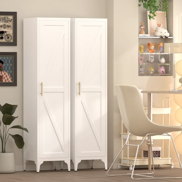 Alt view image 3 of 7 - 65 Inch Tall Narrow Metal Pantry Cabinet, 14.6 Inch 13.77 1 Door Storage Organizer with Adjustable Shelves