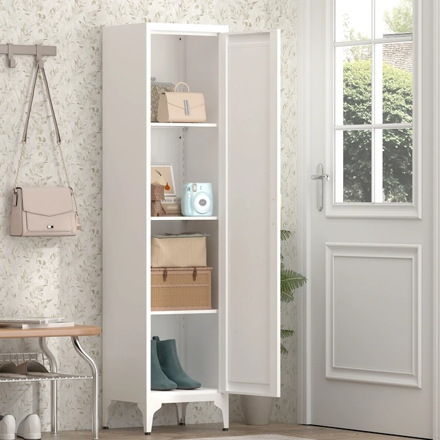 Alt view image 7 of 7 - 65 Inch Tall Narrow Metal Pantry Cabinet, 14.6 Inch 13.77 1 Door Storage Organizer with Adjustable Shelves
