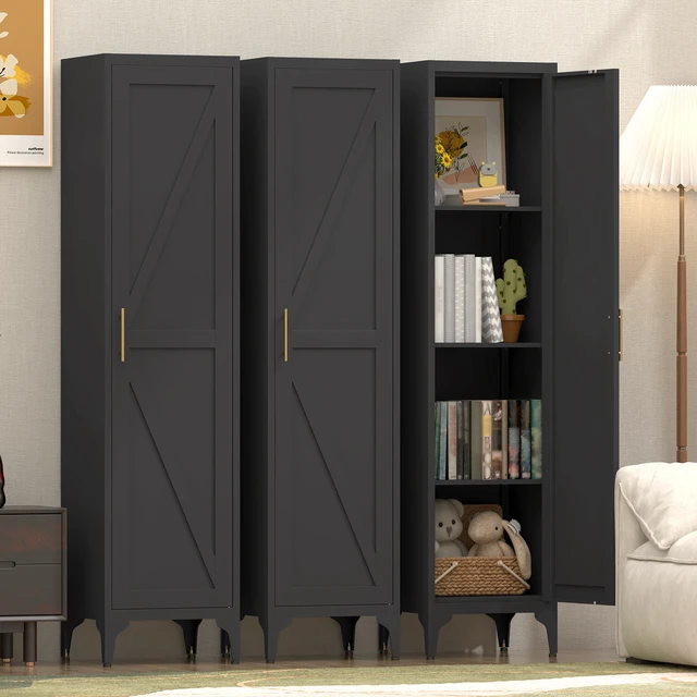 Alt view image 7 of 7 - 65 Inch Tall Narrow Metal Pantry Cabinet, 14.6 Inch 13.77 1 Door Storage Organizer with Adjustable Shelves