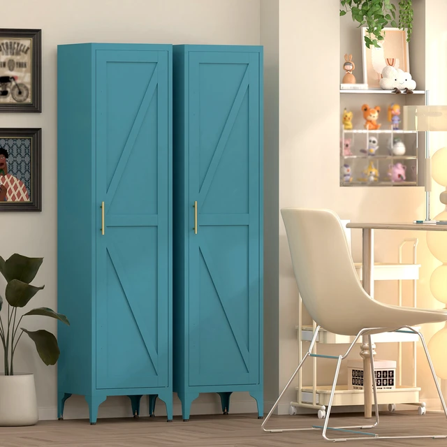 Alt view image 7 of 7 - 65 Inch Tall Narrow Metal Pantry Cabinet, 14.6 Inch 13.77 1 Door Storage Organizer with Adjustable Shelves