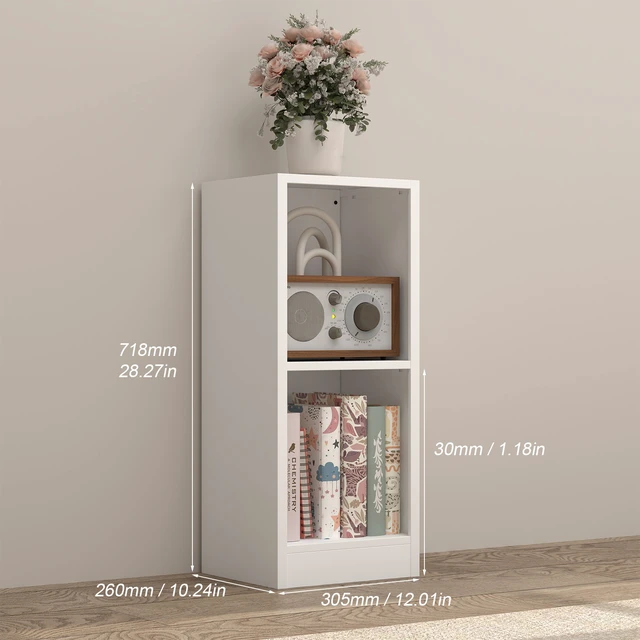 Alt view image 2 of 7 - 2 Tier Metal Bookshelf Storage Cabinet, 12.01 Inch 10.24 Inch 28.27 Freestanding Open Bookcase with Anti Tip Kit