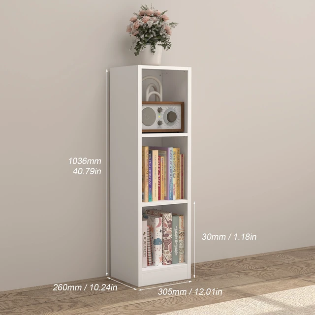 Alt view image 2 of 7 - 3 Tier Metal Bookshelf Storage Cabinet, 12.01 Inch 10.24 Inch 40.79 Freestanding Open Cube Bookcase with Anti Tip