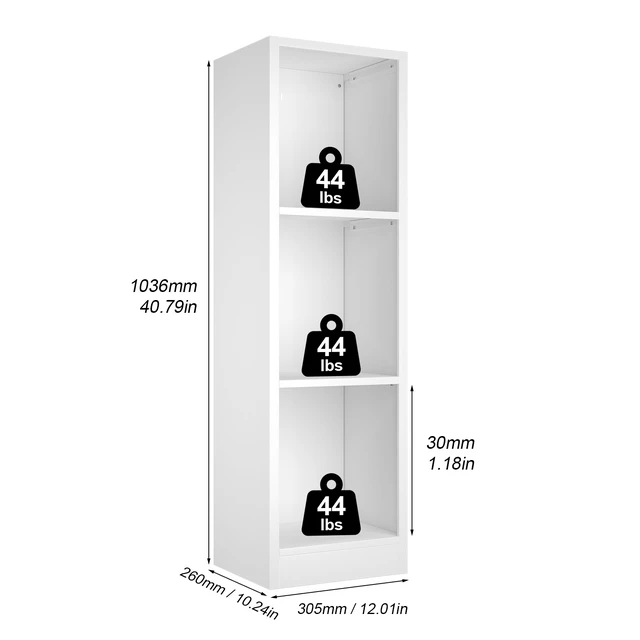Alt view image 6 of 7 - 3 Tier Metal Bookshelf Storage Cabinet, 12.01 Inch 10.24 Inch 40.79 Freestanding Open Cube Bookcase with Anti Tip