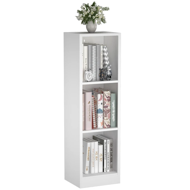 Alt view image 7 of 7 - 3 Tier Metal Bookshelf Storage Cabinet, 12.01 Inch 10.24 Inch 40.79 Freestanding Open Cube Bookcase with Anti Tip