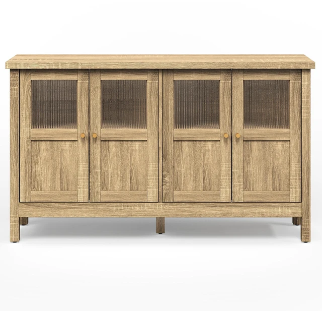 Main image of Storage Cabinet with 4 Doors, Sideboard Cabinet with Acrylic Accents and Adjustable Shelves Accent for Living Dining