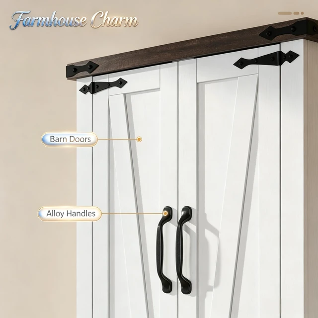 Alt view image 5 of 7 - Tall Storage Cupboard, Freestanding Kitchen Pantry Cabinet Functional Accent Cabinet Dining Sideboard Only Kitchen