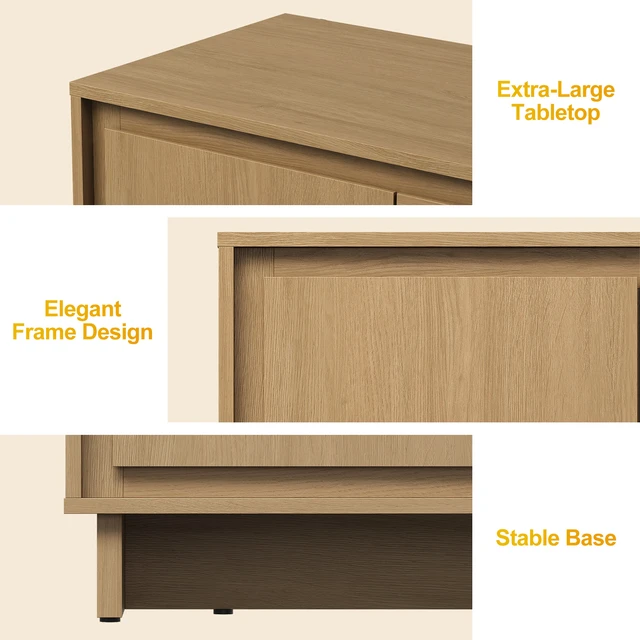 Alt view image 5 of 7 - Freestanding Storage Unit with Drawers and Doors, Multifunctional Buffet Sideboard Credenza Border Designed Cabinet