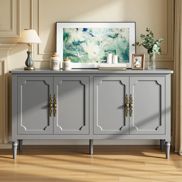 Main image of Mid Century Buffet Sideboard for Living, Grey Wash, Particle Board and MDF, Cabinets