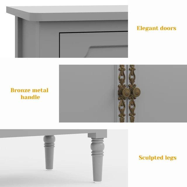 Alt view image 5 of 7 - Mid Century Buffet Sideboard for Living, Grey Wash, Particle Board and MDF, Cabinets