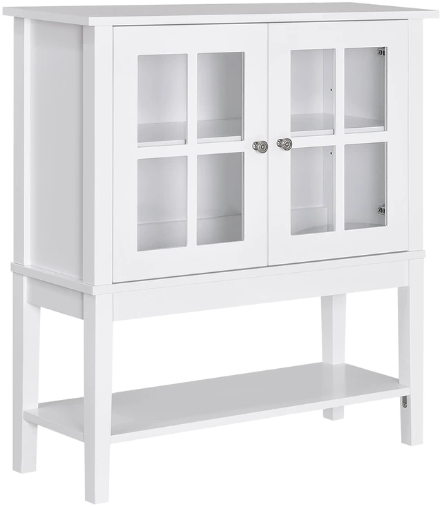 Main image of Coffee Bar Cabinet, Sideboard Buffet Cabinet Kitchen with Glass Doors Adjustable Inner Shelving and Bottom Shelf