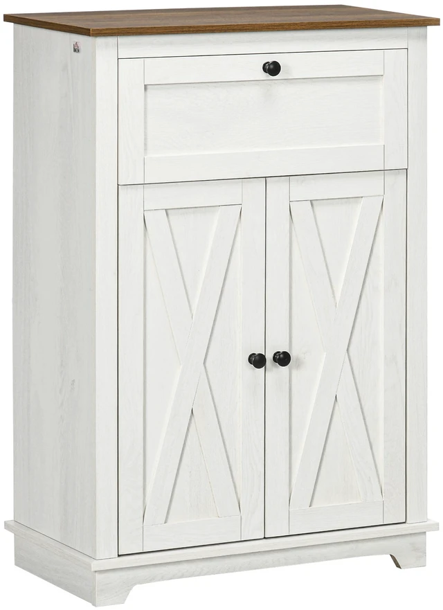 Main image of Barn Door Accent Cabinet, Kitchen Sideboard Storage Cabinet with Double Doors Drawer and Adjustable Shelf for Living