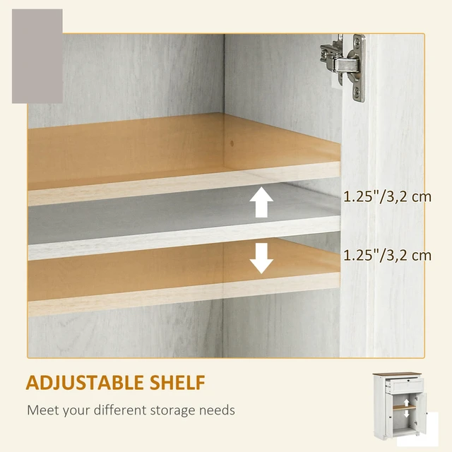 Alt view image 5 of 7 - Barn Door Accent Cabinet, Kitchen Sideboard Storage Cabinet with Double Doors Drawer and Adjustable Shelf for Living