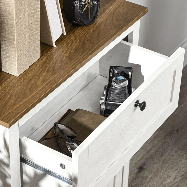Alt view image 7 of 7 - Barn Door Accent Cabinet, Kitchen Sideboard Storage Cabinet with Double Doors Drawer and Adjustable Shelf for Living