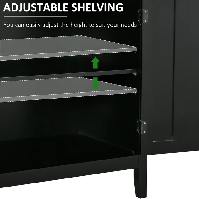 Alt view image 5 of 7 - Sideboard Buffet Cabinet, Kitchen Cabinet Coffee Bar with 2 Doors and Adjustable Shelves for Entryway Living, Black, MDF