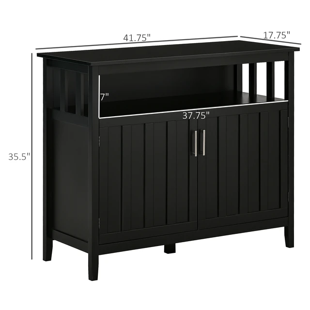 Alt view image 7 of 7 - Sideboard Buffet Cabinet, Kitchen Cabinet Coffee Bar with 2 Doors and Adjustable Shelves for Entryway Living, Black, MDF