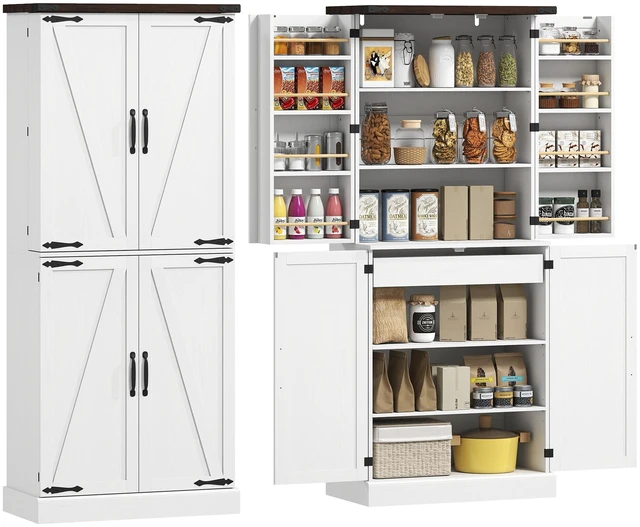 Main image of 72 Inch Tall Kitchen Pantry Cabinet, Storage Cabinet with 8 Door Racks and Drawer Freestanding Food Pantry