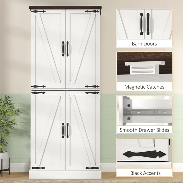 Alt view image 4 of 7 - 72 Inch Tall Kitchen Pantry Cabinet, Storage Cabinet with 8 Door Racks and Drawer Freestanding Food Pantry