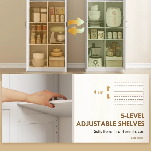 Alt view image 5 of 7 - 71 Inch Tall Kitchen Pantry Cabinet with Soft Close Hinges, Freestanding Pantry Storage Cabinet with Framed Doors