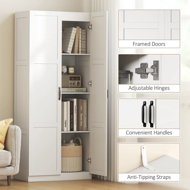 Alt view image 3 of 7 - 71 Inch Tall Kitchen Pantry Cabinet with Soft Close Hinges, Freestanding Pantry Storage Cabinet with Framed Doors