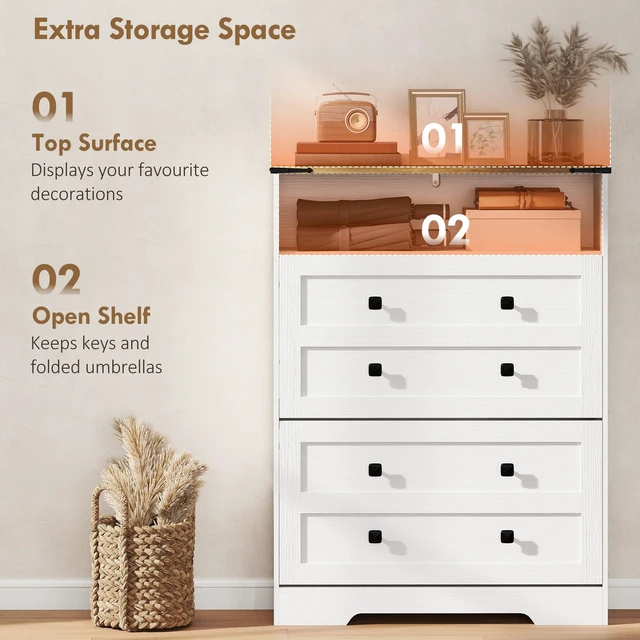 Alt view image 3 of 7 - Shoe Cabinet with Flip Drawers, Narrow Shoe Storage Cabinet with Adjustable Shelves and Open Shelf Storage Organizer