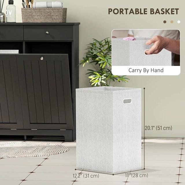 Alt view image 5 of 7 - Cabinet with Removable Baskets, Tilt Out Hamper with 2 Drawers and Beadboard Doors Hamper Cabinet, Black, MDF