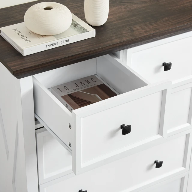 Alt view image 7 of 7 - 6 Drawer Dresser, 6 Drawers Cabinet Tall Chest Closet Organizers Storage Clothes Cabinet 6 Living, White, MDF