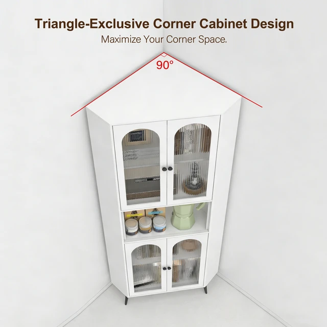 Alt view image 7 of 7 - 70.87 Inch Corner Cabinet, Metal Storage Cabinet with Doors and Adjustable Shelves Corner Organizer Space Saving