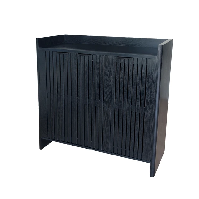 Alt view image 6 of 7 - Entryway Shoe Storage Cabinet with Slatted Doors, Wooden Console Table with Top Display Shelf Accent Chest for Living