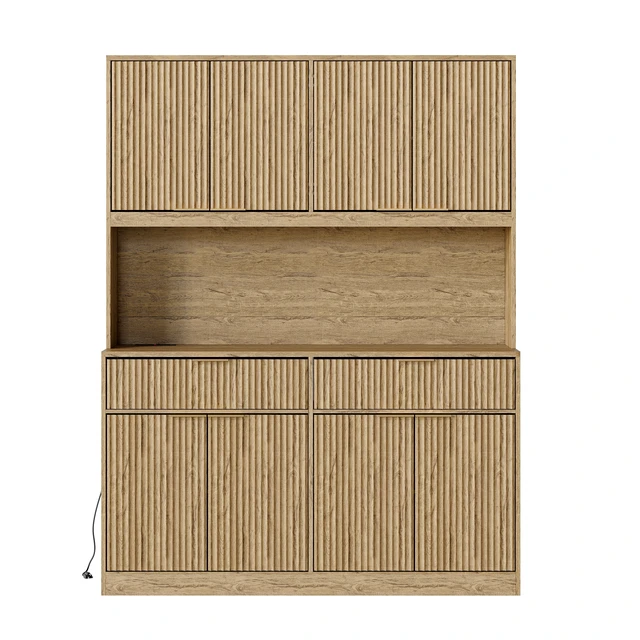 Alt view image 2 of 7 - 71 Inch Tall Kitchen Pantry Cabinet with Power Outlet, Hollow Open Countertop Functional Storage Hutch Cabinet