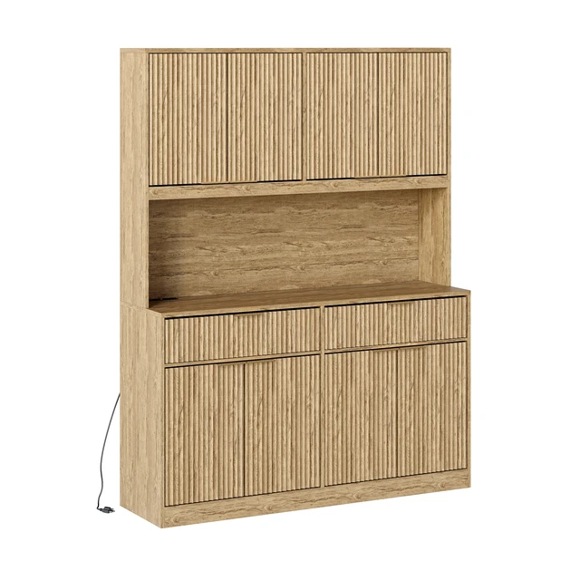 Alt view image 3 of 7 - 71 Inch Tall Kitchen Pantry Cabinet with Power Outlet, Hollow Open Countertop Functional Storage Hutch Cabinet