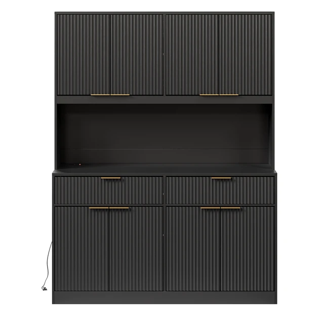 Alt view image 2 of 7 - 71 Inch Tall Kitchen Pantry Cabinet with Power Outlet, Hollow Open Countertop Functional Storage Hutch Cabinet