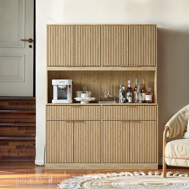 Alt view image 7 of 7 - 71 Inch Tall Kitchen Pantry Cabinet with Power Outlet, Hollow Open Countertop Functional Storage Hutch Cabinet