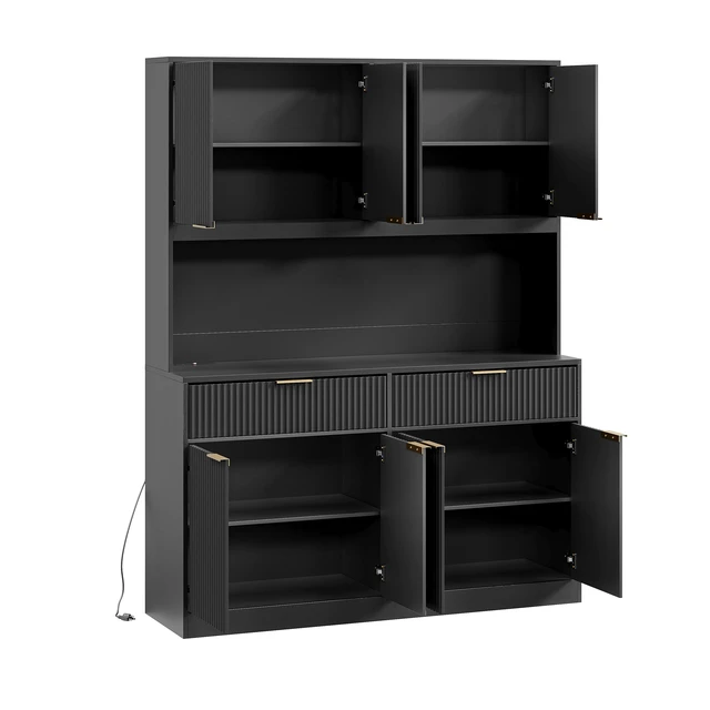 Alt view image 4 of 7 - 71 Inch Tall Kitchen Pantry Cabinet with Power Outlet, Hollow Open Countertop Functional Storage Hutch Cabinet