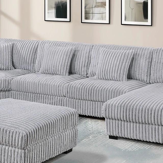 Alt view image 6 of 7 - Mink Fur Like Corduroy Armless Chair Modular 1 pc Chair Pillow Living Furniture, Gray Mink, Accent Seating