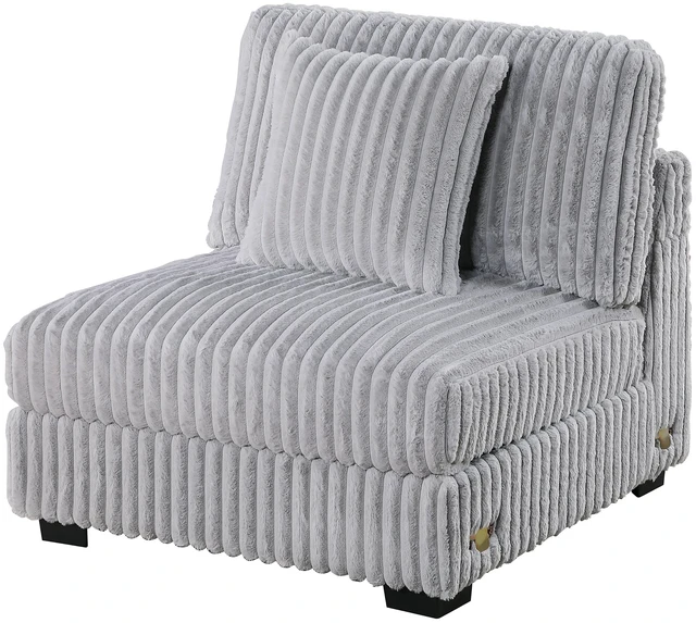 Main image of Mink Fur Like Corduroy Armless Chair Modular 1 pc Chair Pillow Living Furniture, Gray Mink, Accent Seating