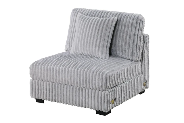Alt view image 2 of 7 - Mink Fur Like Corduroy Armless Chair Modular 1 pc Chair Pillow Living Furniture, Gray Mink, Accent Seating