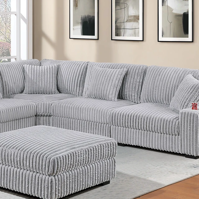 Alt view image 5 of 7 - Mink Fur Like Corduroy Armless Chair Modular 1 pc Chair Pillow Living Furniture, Gray Mink, Accent Seating