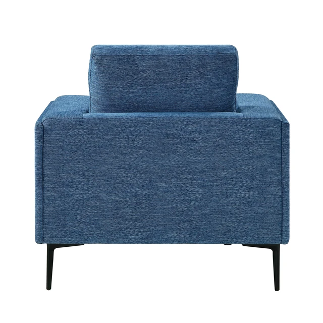Alt view image 6 of 6 - Accent Chair Chenille Fabric Upholstered Comfort Armchair Solid Living Furniture 1 pc, Blue, Plywood and Solid Wood