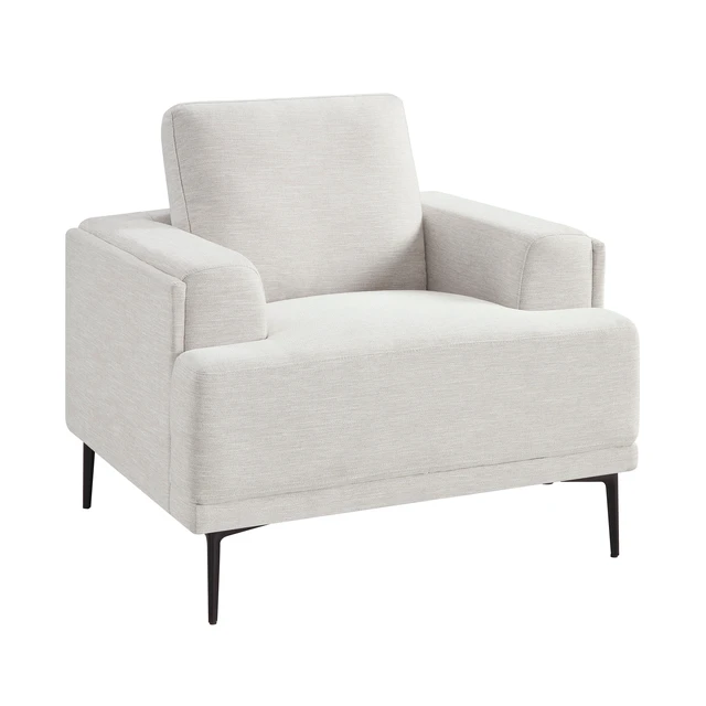 Alt view image 3 of 6 - Accent Chair Chenille Fabric Upholstered Comfort Armchair Solid Living Furniture 1 pc, Cream Taupe, Plywood and Solid