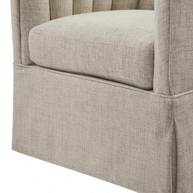 Alt view image 6 of 7 - Skirted Swivel Accent Chair, Ivory, Polyester, Chairs Accent Seating