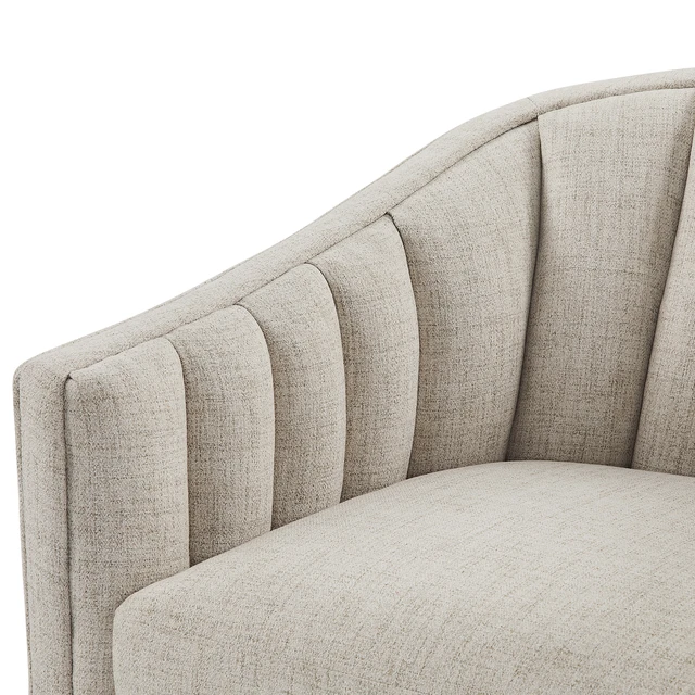 Alt view image 7 of 7 - Skirted Swivel Accent Chair, Ivory, Polyester, Chairs Accent Seating