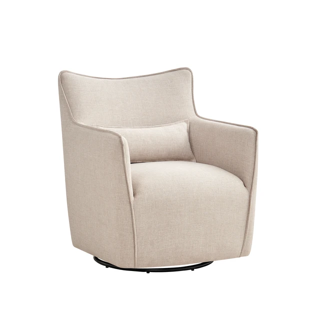 Alt view image 4 of 5 - Swivel Accent Chair with Matching Lumbar Pillow 360° Swivel Base Sand, Polyester, Chairs Accent Seating
