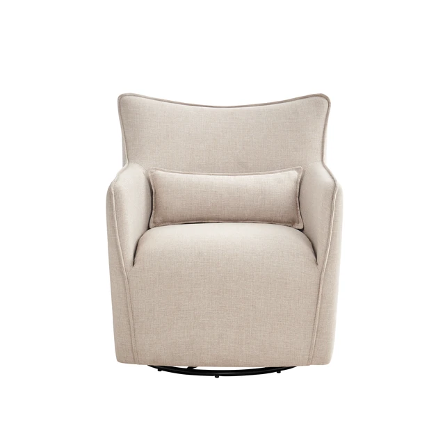 Alt view image 5 of 5 - Swivel Accent Chair with Matching Lumbar Pillow 360° Swivel Base Sand, Polyester, Chairs Accent Seating