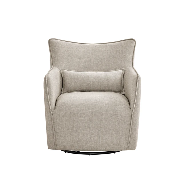 Alt view image 5 of 5 - Swivel Accent Chair with Matching Lumbar Pillow 360° Swivel Base Sea Oat, Beige Grey, Polyester, Chairs Accent Seating