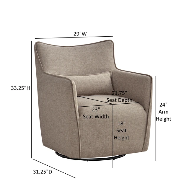 Alt view image 3 of 4 - Swivel Accent Chair with Matching Lumbar Pillow 360° Swivel Base Mushroom, Polyester, Chairs Accent Seating