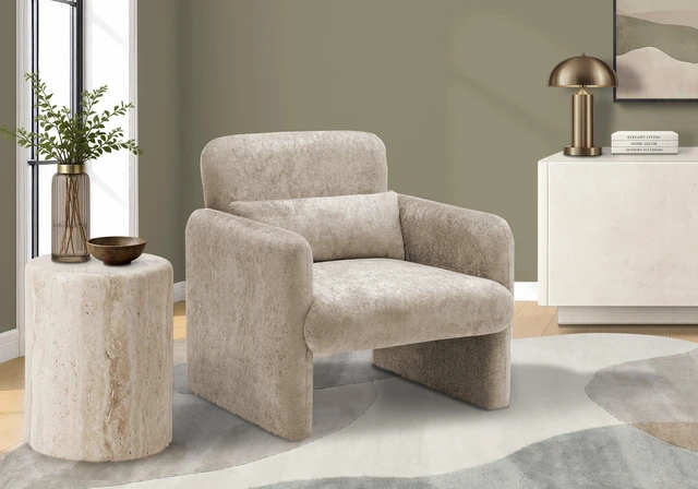 Main image of Accent Chair, Inchh Upholstered Living Brown Fabric, Brown, Plywood, Chairs Accent Seating