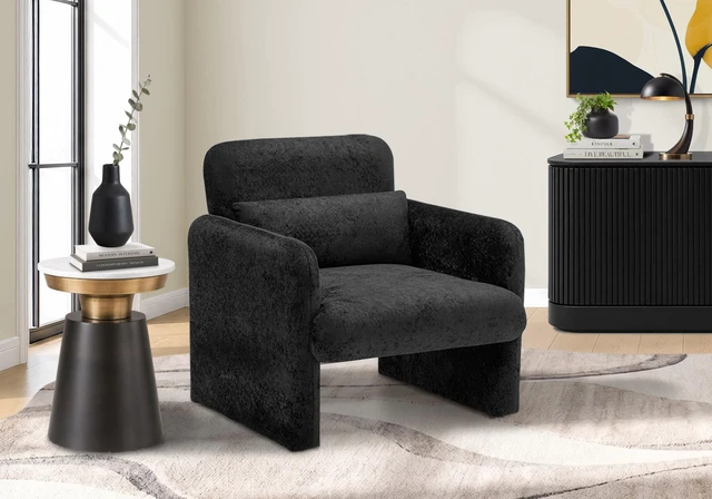 Main image of Accent Chair, Inchh Upholstered Living Black Fabric, Black, Plywood, Chairs Accent Seating