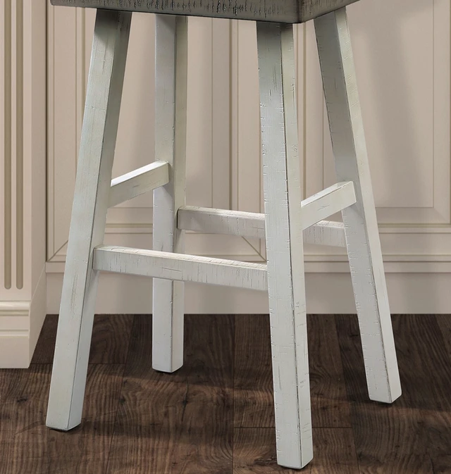 Alt view image 3 of 5 - 2 pc Stool Solid Contour Seat and White Finish Living Furniture, White Gray, Solid Wood, Chairs Accent Seating