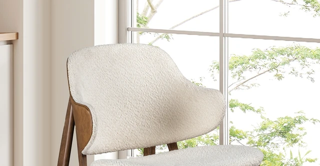 Alt view image 3 of 5 - Mid Century 1 pc Accent Chair Fabric Upholstered Wing Back Chair and Beige Finish Living Furniture, Beige Walnut